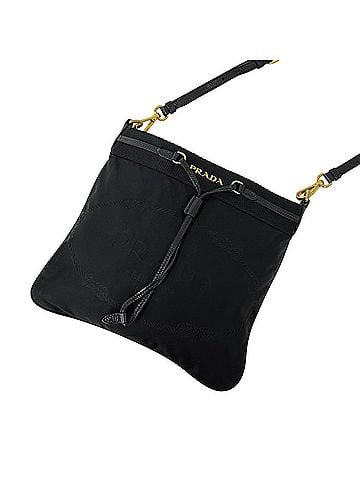 Prada PRADA Prada logo hardware Tessuto Pocono nylon leather genuine shoulder bag sacoche pochette black 60240 (view 1)