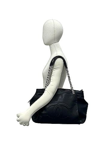 Chanel CHANEL Coco Mark Chain Caviar Skin Tote Bag Semi Shoulder Black 77560 (view 2)