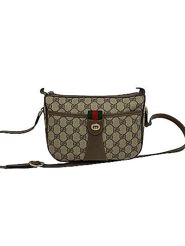 Gucci GUCCI Old Gucci Sherry Line GG Logo Pattern Leather Shoulder Bag Pouch Brown 0035b (view 1)