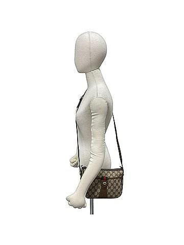 Gucci GUCCI Old Gucci Sherry Line GG Logo Pattern Leather Shoulder Bag Pouch Brown 0035b (view 2)