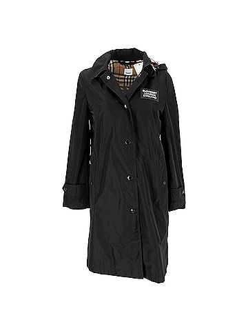Burberry Burberry Oxclose Hooded Raincoat in Black Polyester (view 1)