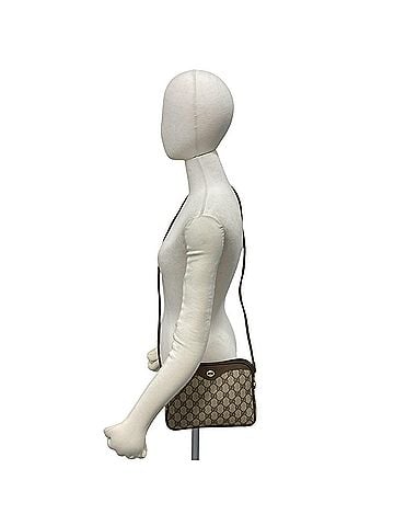 Gucci GUCCI (Old Gucci) GG Logo Pattern Leather Mini Shoulder Bag/Pouch, Brown, 25370 (view 2)