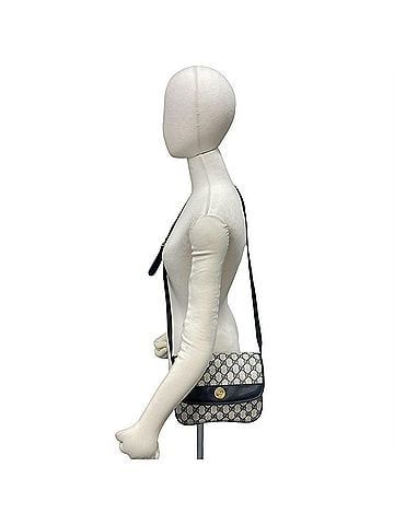 Gucci GUCCI Old Gucci GG Logo Hardware Leather Mini Shoulder Bag Pouch Navy Blue b16-5 (view 2)