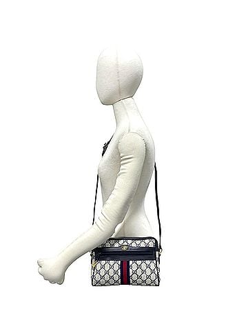 Gucci GUCCI (Old Gucci) Sherry Line GG Logo Pattern Leather Mini Shoulder Bag/Pouch, Navy, 429-8 (view 2)