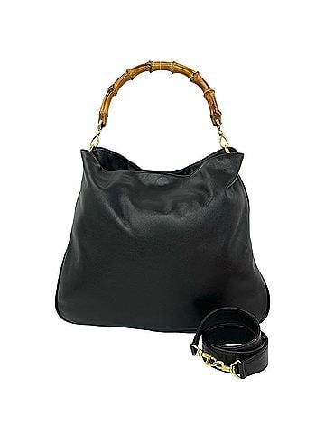 Gucci GUCCI Old Gucci Bamboo Leather 2-way Shoulder Bag Tote Handbag Black 73816 (view 1)