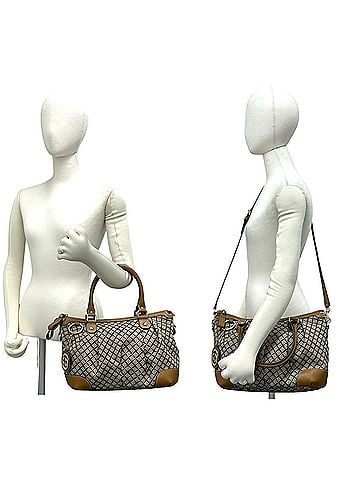 Gucci GUCCI Sukey Diamante Canvas Leather 2-way Handbag/Shoulder Bag, Beige, 836-3 (view 2)