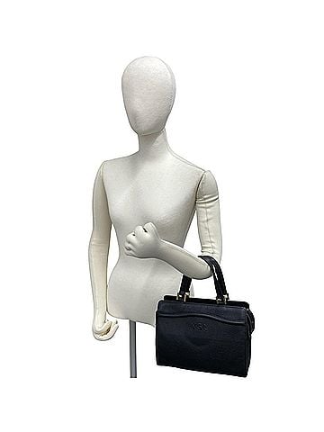 Yves Saint Laurent YVES SAINT LAURENT Vintage YSL Logo Embossed Leather Handbag Mini Tote Bag Black 21497 (view 2)