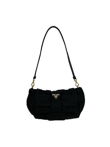 Prada PRADA Prada logo hardware ribbon motif nylon leather semi one shoulder bag mini handbag black 28124 (view 1)