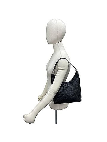 Gucci GUCCI Guccissima GG Logo Engraved Leather Semi-One Shoulder Bag Mini Tote Black 34203 (view 2)