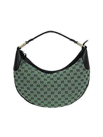 Gucci GUCCI GG Logo Pattern Canvas Leather Semi-One Shoulder Bag Handbag Green Black 23133 (view 1)