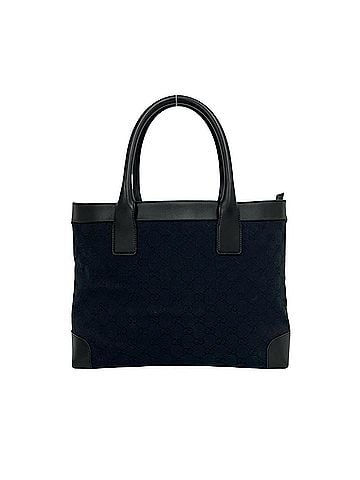 Gucci GUCCI GG all-over print logo canvas leather genuine handbag mini tote bag navy black 18457 (view 1)