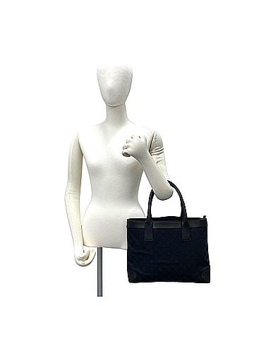 Gucci GUCCI GG all-over print logo canvas leather genuine handbag mini tote bag navy black 18457 (view 2)