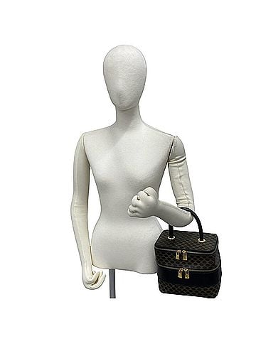 Céline CELINE Vintage Macadam Blazon Pattern Triomphe Leather Handbag Vanity Bag Brown 34728 (view 2)