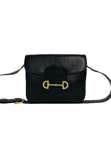 Céline CELINE Vintage Horsebit Hardware Leather One Shoulder Bag Pouch Black 22707 (view 1)
