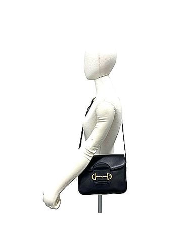 Céline CELINE Vintage Horsebit Hardware Leather One Shoulder Bag Pouch Black 22707 (view 2)