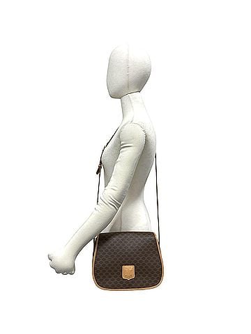 Céline CELINE Vintage Macadam Blazon Pattern Triomphe Leather Shoulder Bag/Pochette, Brown, 98825 (view 2)