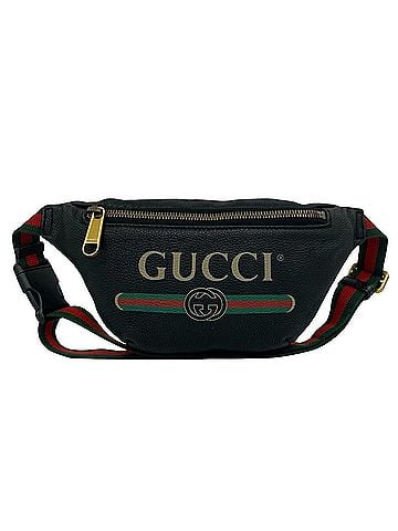 Gucci GUCCI Gucci Print Small Belt Sherry Line Leather Genuine Body Bag Waist Pouch Black 99182 (view 1)