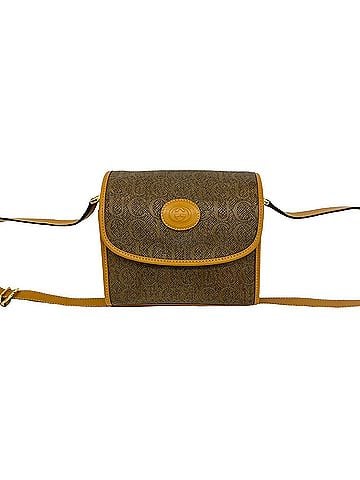Gucci GUCCI Vintage GG Logo Pattern Leather and Canvas Shoulder Bag/Pouch, Brown, 35114 (view 1)