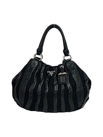 Prada PRADA Prada Logo Hardware Leather Genuine Tessuto Pocono Nylon Tote Bag Handbag Black 20222 (view 1)