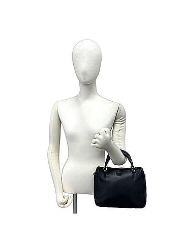 Céline CELINE Vintage Star Embossed Hardware Logo Leather Mini Boston Bag Black 35216 (view 2)