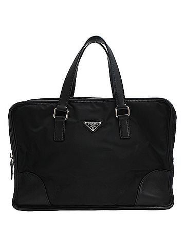 Prada Prada Enameled Metal Triangle Briefcase in Black Nylon (view 1)
