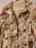 Johnny Was 97% Cotton 3% Spandex 100% Polyester Floral Red Pink Tan Coat Size L - photo 5