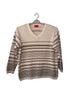 Liz Claiborne 100% Cotton Stripes Black Tan Pullover Sweater Size M - photo 1