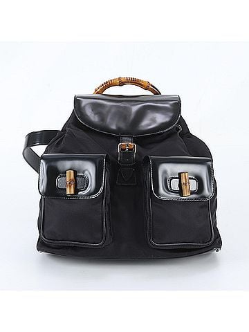 Gucci Gucci Bamboo 003 2058 Leather Backpack/Shoulder Bag, Black, Women's (view 1)