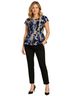 Kensie 100% Polyester 100% Polyester Floral Blue Gray Short Sleeve Blouse Size M - photo 1