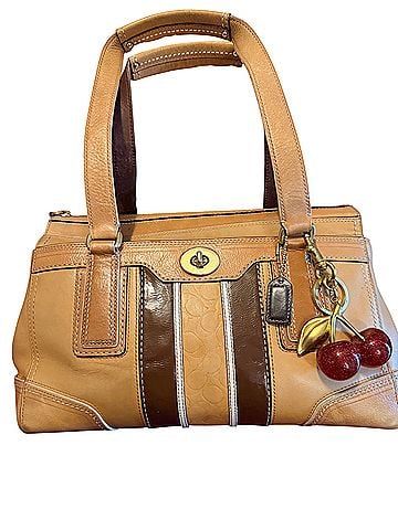 Coach authentic Vintage Coach Hampton Turnlock Signature Stripe Satchel (Style No. 11609), Leather Satchel (view 1)