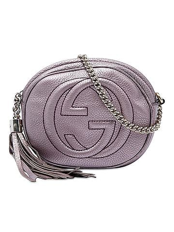 Gucci Mini Metallic Pebbled Calfskin Soho Chain Crossbody (view 1)