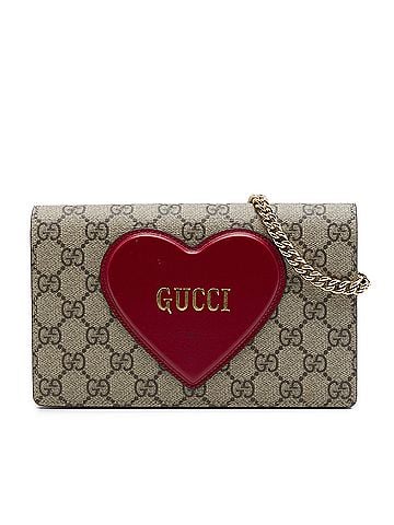 Gucci GG Supreme Heart Embellished Wallet on Chain (view 1)