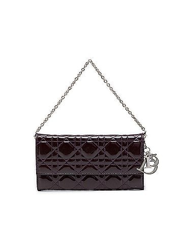 Dior Patent Cannage Lady Dior Wallet On Chain (view 1)