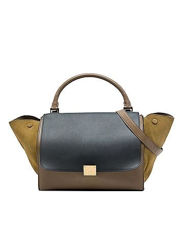 Céline Medium Tricolor Calfskin and Suede Trapeze Satchel (view 1)