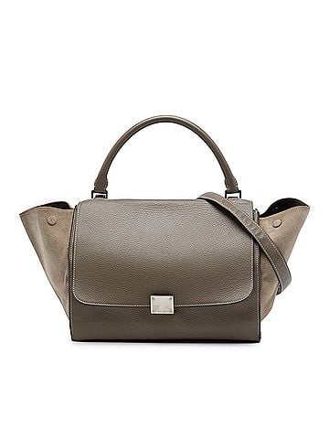 Céline Medium Calfskin and Suede Trapeze Satchel (view 1)