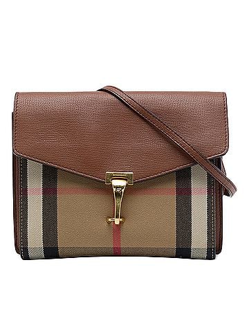 Burberry Small Leather and House Check Canvas Derby Macken Crossbody (view 1)