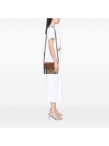 Burberry Small Leather and House Check Canvas Derby Macken Crossbody (view 2)