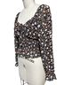 E&M Collection 100% Poly Chiffon Floral Black White Orange Long Sleeve Blouse Size S - photo 5