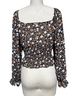 E&M Collection 100% Poly Chiffon Floral Black White Orange Long Sleeve Blouse Size S - photo 2