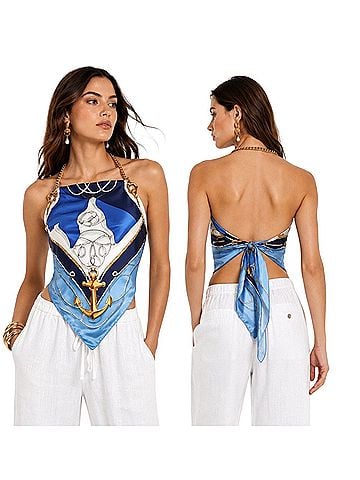 Ralph Lauren Black Label Polo Ralph Lauren Nautical Sailing Sleeveless Silk Top (view 1)
