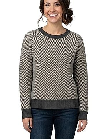 Hem & Thread Herringbone Crewneck Sweater Pullover Sweater (view 1)