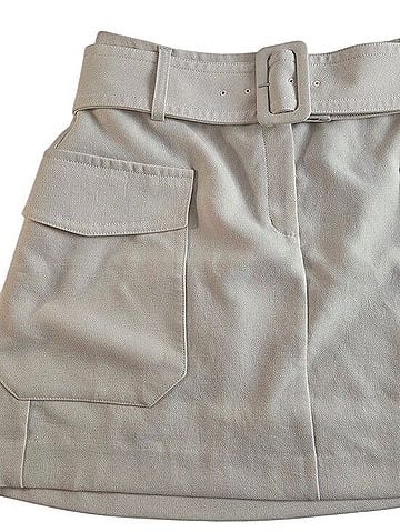 Express Neutral Belted Mini Skirt Faux Leather Skirt (view 2)