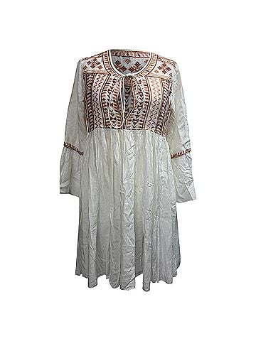 Melissa Odabash Melissa Odabash Natalia Embroidered Mini Dress in White Cotton (view 1)