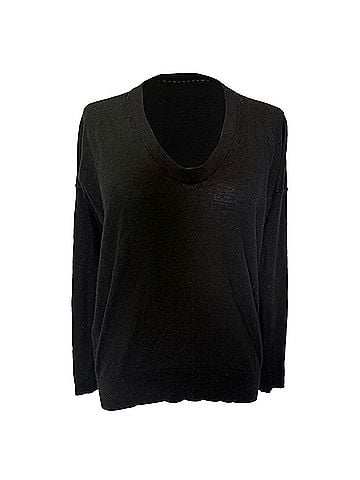 Zadig & Voltaire Zadig &amp; Voltaire V-neck Sweater in Black Merino Wool (view 1)