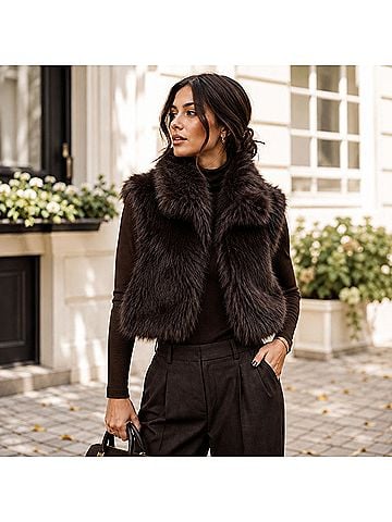 Jason Wu faux fur funnel neck cropped vest Faux Fur Vest (view 1)