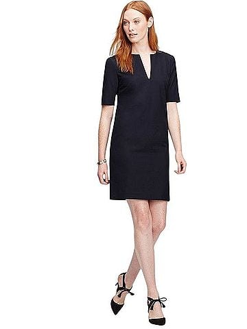 Ann Taylor Split-Neck Shift Dress Casual Dress (view 1)