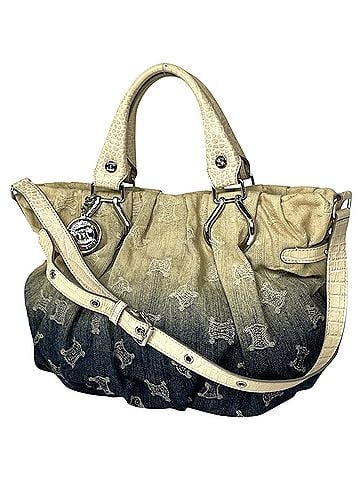 Céline Celine CELINE handbag, Paris Macadam pattern, 2-way, denim blue, beige, women's. (view 1)