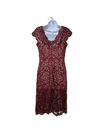 Tadashi Shoji V-Neck Cap Sleeve Sequin Lace Mini Cocktail Dress (view 2)