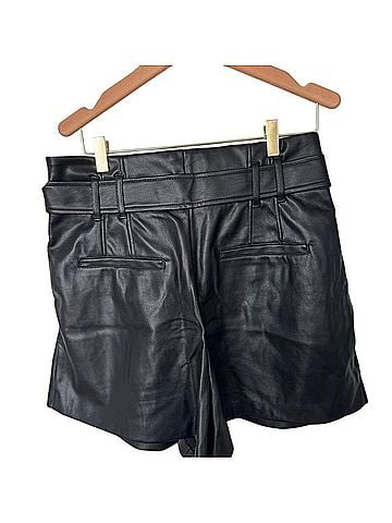 Zara High Waist Black Leather Shorts Shorts (view 2)