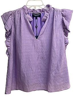 Lucchese Lavender Ruffle Sleeve V-Neck Camisole Tank Top (view 1)